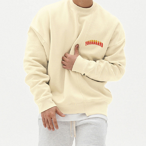 Vente en gros de sweatshirt ras du cou surdimensionné 100% sweat à capuche en coton lourd homme Streetwear sweats à capuche col rond hommes sweat à capuche OEM pour homme - Product Image 3