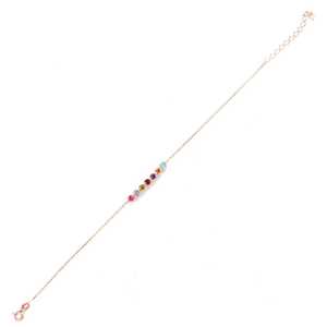 925 Sterling Silver Rose Gold Waterway Charm Bracelet 7-<b>Row</b> Stone Fashion Jewelry - Product Image 2