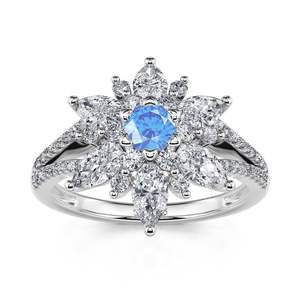 Jeulia Sterling Silver Snowflake Marquise Cut <b>Split</b> Shank <b>Ring</b> Rose Gold Plated Adjustable - Product Image 1