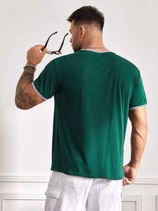 Camisetas de Hombre 2026, Nuevo Estilo, Color Sólido, Manga Corta, Ribete en Contraste, con Logotipo Bordado Personalizado - Product Image 3