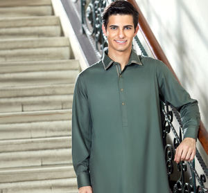 KURTA – pyjama de Collection pour hommes, Shalwar Kameez avec broderie, encolure, par Fashionista International - Product Image 5