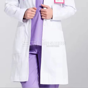 Blouse de travail d'hiver pour hommes, blanche, à manches longues, avec poches, pour infirmières et personnel de laboratoire - Product Image 4