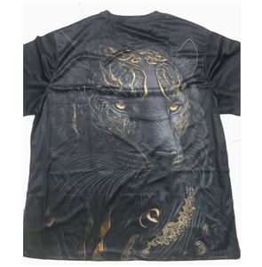T-shirts pour hommes de marque Designer Golden Jaguar, imprimé graphique noir, manches courtes, hauts décontractés, vêtements de streetwear tendance pour hommes - Product Image 2