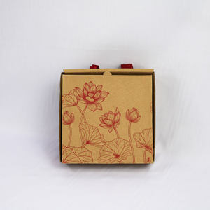 Custom Corrugated Floral Gift Box with <b>Red</b> <b>Ribbon</b> Handle Eco-Friendly Packaging from Vietnam Wholesale Supply - Product Image 2