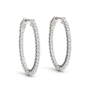 Round Cut Diamond Snap Closure <b>Hoop</b> Earring For Women - Product Image 2