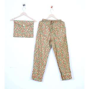 Conjunto de pijama suave y transpirable con estampado floral de algodón de Color sólido de verano para mujer, novedad - Product Image 3