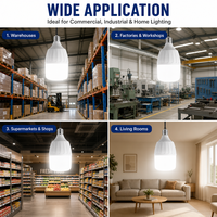 Ampoule LED T80 à nervures de refroidissement 20W, forme en T, E27 B22 AC85-265V, dissipateur thermique à convection d'air, ampoule LED en T pour serre, hangar, atelier