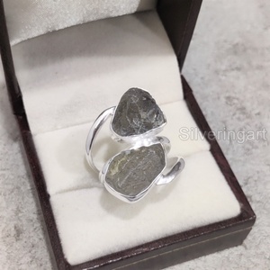 Bijoux en pierre brute Bague pour femme Labradorite brute naturelle Pierre de naissance Double pierre Bijoux de fête Bague en argent sterling 925 - Product Image 4