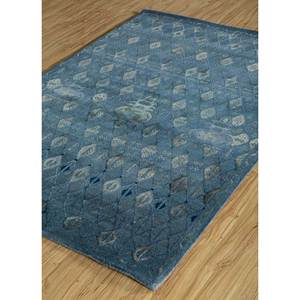 Alfombras de Lana Anudadas a Mano Azules del Lejano Oriente - CX-2225 Alfombra Rectangular Grande con Medallón de Diamantes para Sala de Estar, Dormitorio, Hecha a Mano para Pasillo - Product Image 2