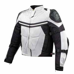 Chaqueta Cordura impermeable para motocicleta transpirable blanca/trabajo de producción acolchado dentro de la chaqueta Cordura hecha a medida OEM - Product Image 1
