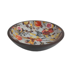 <b>Green</b> Finished Enamel Design Wooden Round Shape Fruit Bowl for Tabletop Home & Hotels <b>Food</b> & Snacks Serving Bowls Handmade - Product Image 5