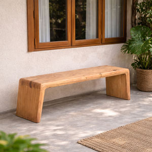 Banc élégant en bois de monkey pod suar massif, design commercial pour hôtel, salle à manger, design monobloc sans joint, grain de bois naturel, haute fonctionnalité - Product Image 2
