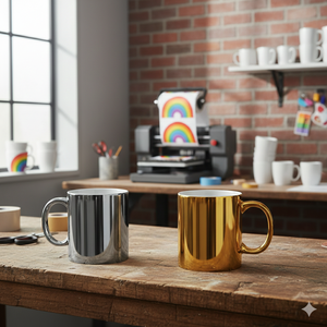 แก้วมัคเคลือบสีเงินและสีทองสำหรับพิมพ์ลายแบบซับลิเมชั่น – แก้วกาแฟเซรามิกเคลือบเมทัลลิกสำหรับงานพิมพ์แบบกำหนดเอง - Product Image 2