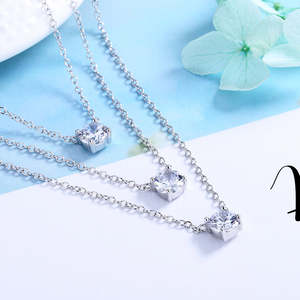 Collana a Tre Strati alla Moda in Tre Tonalità e Argento Sterling con Cristalli - Product Image 2