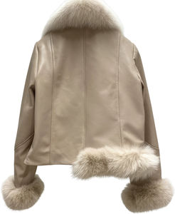 2026 Best <b>Women</b> Leather Fur Bomber Jacket Winter Warm Faux Fur <b>Collar</b> Leather Coat Fashion Biker Bomber Outerwear Supplier (OEM) - Product Image 2