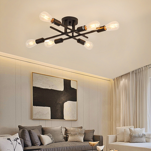 Lámpara de Techo <span class=keywords><strong>LED</strong></span> Moderna Minimalista Semiempotrada - Lámpara Colgante de Hierro Negro para Dormitorio y Sala de Estar - Product Image 5