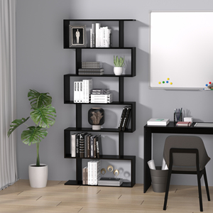 HOMCOM Bibliothèque en bois au design moderne avec 6 étagères 80 × 23 × 192cm Noir - Product Image 2
