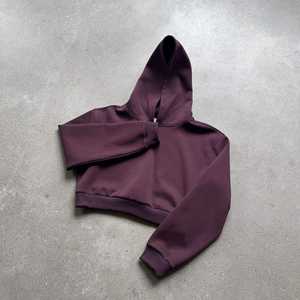 Premium personnalisé brodé poids lourd femmes recadrée sweats à capuche Streetwear mode Gym tenue décontracté pull à capuche en coton - Product Image 5