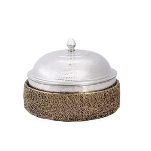 โรงแรม & ร้านอาหารสีเงินแบบโบราณใช้ในเชิงพาณิชย์ใช้จานอุ่นอาหารหม้อไฟตกแต่งหรูหราทันสมัย - Product Image 1