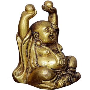 Bouddha rieur en laiton fait main, design Feng Shui, matériau et style uniques, décoration d'intérieur, produit très demandé - Product Image 2