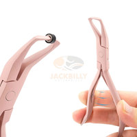Jackbilly Enterprises Micro perles en acier inoxydable tirant crochet complet anneaux en silicone rose Microlinks outil Extensions de cheveux