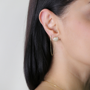 Pendientes de Concha CZ, Modernos, Hechos a Mano en Turquía, Venta al por Mayor, Delicados, de Plata de Ley 925, Joyería Fina Dorada, Regalo para Mujer - Product Image 1