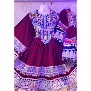 Vestido largo bohemio para mujer con botón de encaje, cremallera, adornos de borlas bordadas con encaje de encanto, trabajo para vestido Afghani kuchi - Product Image 2