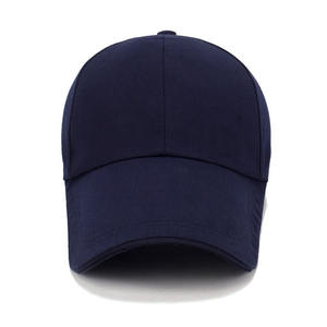 Chapeaux de baseball unisexes personnalisés, polyester/coton bleu marine à 6 panneaux avec tissu durable de style de rue sportif à long bord à vendre - Product Image 2
