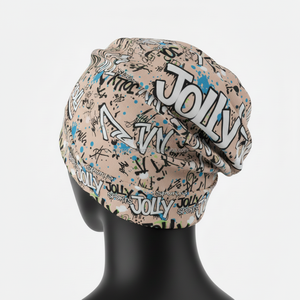 Gorro de Punto para Mujer, Tejido Suave de Poliéster y Elastano, Multicolor, Graffiti, Logotipo Personalizado por Sublimación, Ajuste Elástico, Gorro de Jacquard - Product Image 5