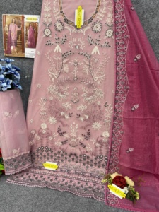 Nouvelle Collection Qualité Indien Pakistan Ethnique Lourd Organza Salwar Costumes Dupatta Broderie Avec Travail En Gros Approvisionnement D'usine - Product Image 3