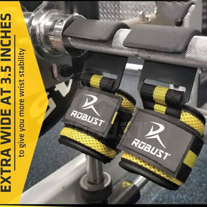 Sangles de poignet en acier résistantes personnalisées poignées d'entraînement de gymnastique en néoprène pour la sécurité d'entraînement de levage de puissance d'haltères de logo d'entraînement - Product Image 3