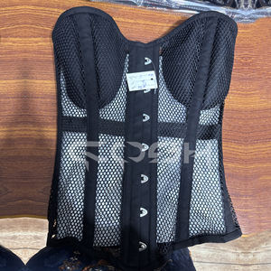 Corset amincissant surbuste en maille noire avec baleines en acier, bonnets arrondis, baleines en coton et garniture - Product Image 3