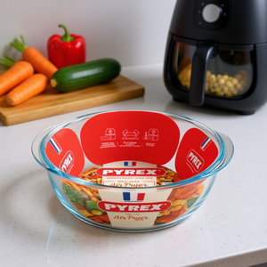 Plat à four en verre borosilicate transparent (26x11cm) pour friteuse à air 208B100 7648 pour modèle Pyrex - Product Image 3