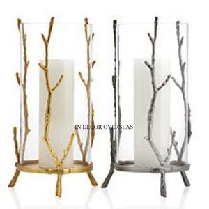 Vente en gros de bougeoir ouragan en métal plaqué or de haute qualité et en verre transparent Fournitures de décoration pour mariage et maison - Product Image 6