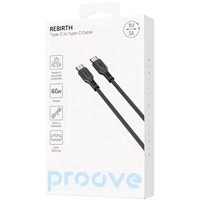 Proove kabel pengisi daya ponsel, kabel sinkronisasi Data pengisian daya Cepat Tipe C ke USB Tipe C 60W 1M 3A USB ke tipe-c