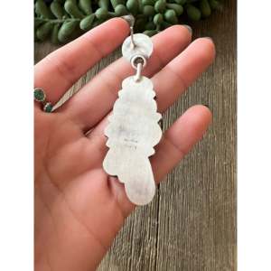 Shelia Becenti White Buffalo <b>Sterling</b> <b>Silver</b> Geometric Drop <b>Dangle</b> <b>Earrings</b> - Product Image 5
