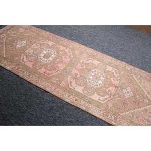 Alfombra de 3.4x9.3 pies, Alfombra Turca Vintage, Alfombra Geométrica Marrón - Product Image 3