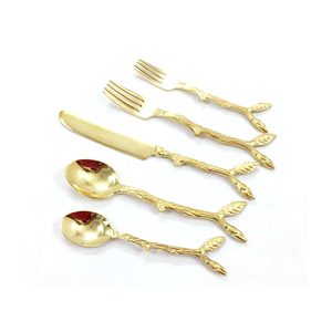 Style luxueux fabriqué en Inde ensemble de couverts en acier inoxydable plaqué or fourchette couteau cuillère pour restaurant et hôtel mariage occidental - Product Image 1