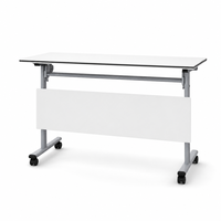 Großhandel Weiße Klappbare Schulungstische mit T-Beinen und Rollen, Zwei-Personen-Schreibtisch 1200x400 für Klassenzimmer