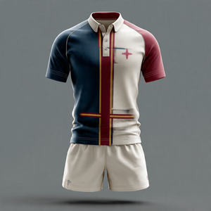 Tenue de rugby personnalisée avec nom d'équipe, 100% polyester, maillot de football, shorts, ensembles, uniformes d'entraînement de football - Product Image 2