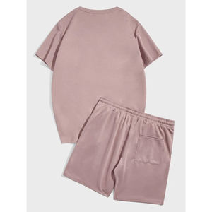 Ensembles t-shirt et short à manches courtes pour hommes deux pièces avec logo personnalisé ensemble de survêtements courts d'été décontractés pour hommes respirant - Product Image 4