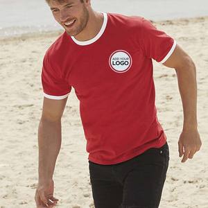 Nueva camiseta para hombre Crew Ringer Sports Top Casual Contraste Camiseta Cuello Manga Ringer Camisetas - Product Image 4