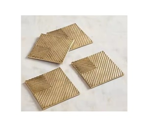 Top Selling Handmade Classic Brass <b>Coaster</b> with <b>Gold</b> Rim Steel Holder Perfect Christmas Gift for Mat & Pads - Product Image 6