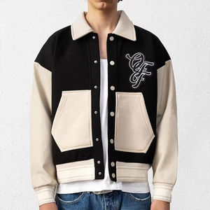 แจ็กเก็ตหนัง PU สำหรับผู้ชายปรับแต่งได้เสื้อโค้ทบอมเบอร์พิมพ์ลายตัวอักษรแนวสตรีทสองชั้นสำหรับฤดูใบไม้ผลิ - Product Image 6