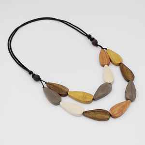 Collar largo de cuentas de madera para accesorios de moda - Product Image 2