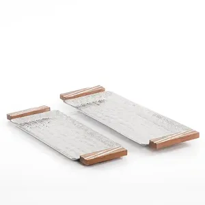 2024 Ramadán Juego de 3 Bandeja DE SERVICIO DE ALUMINIO chapada en plata nueva hecha a mano Servidor de fechas de frutas modernas al por mayor - Product Image 6