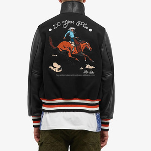 Mới Đến Tùy Chỉnh Cưỡi Ngựa Đẹp Thêu <span class=keywords><strong>100</strong></span>% Len Cơ Thể Người Đàn Ông Máy Bay Ném Bom Varsity Áo Khoác - Product Image 2