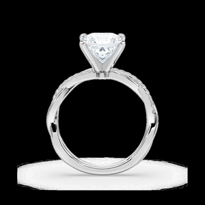 Anillo de compromiso con diamante cultivado en laboratorio de corte princesa de 1.10 quilates, certificado por IGI, oro macizo de 14k con vástago trenzado - Product Image 3