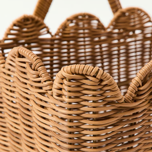 Natural Scalloped Rattan Storage <b>Basket</b> With Handle, Hand Woven <b>Wicker</b> <b>Baskets</b> From Home Table Top Decor From Vietnam Factory - Product Image 2