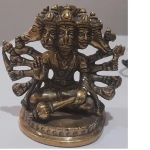 Hanuman en laiton sur mesure, statue de dieu singe avec cinq faces disponible en taille 4 pouces convient aux magasins de décoration intérieure